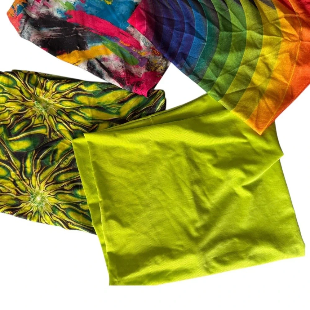 Book Sox Lot of 4 Book Covers Y2k Fabric Colorful Abstract‎ Green Rainbow 611